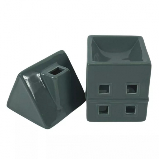 Lampion, Ceramiczny, Szary, Domek, Skandynawski Styl